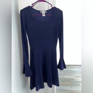 Long Sleeve Blue Dress w/ bell sleeve and bows